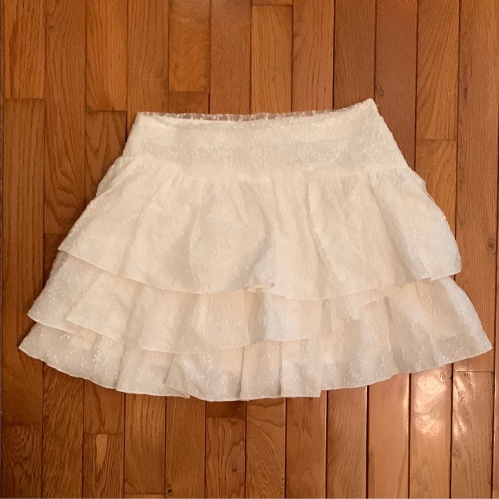 American Threads White Layered Mini Skirt